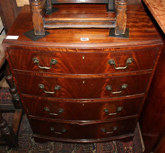 Small mahogany bowfront chest of drawers